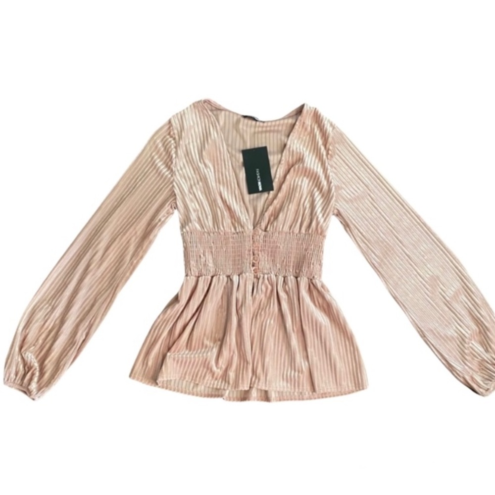 Fashion Nova Mauve Peplum Top with Button Closure